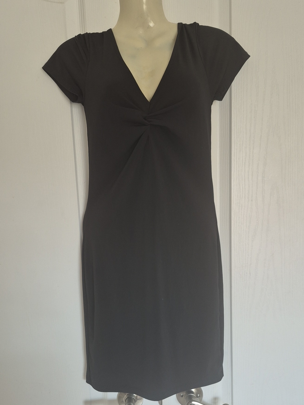 Ambiance Black V-Neck Twist Front Short Sleeve Dress